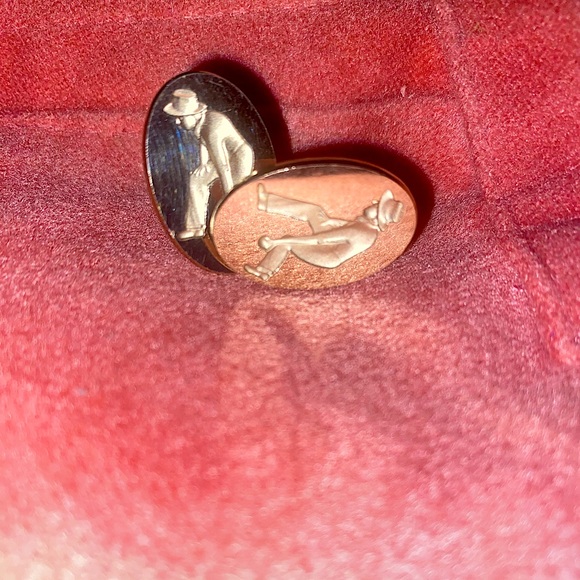 Vintage Silver bowling men cufflink - Picture 3 of 3